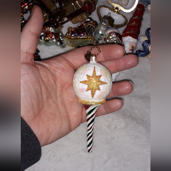 Christopher Radko TEE TIME Golf Ball on Peppermint Twist Tee Christmas Ornament - Picture 2 of 7